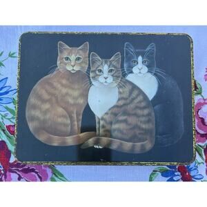 Kitty Cat Storage Tin Note Box 1995 Steven Lawrence Vintage Stationary Container
